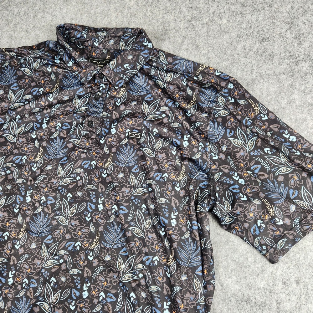 Kimes Ranch Polo Shirt Men XXL Black Floral Western Performance Stretch Golf